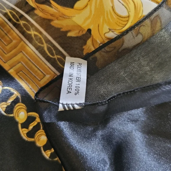 Vintage Baroque Zodiac Coins Black & Gold Scarf - Picture 3 of 8